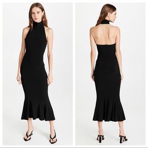 Norma Kamali Halter Turtle Fishtail Dress in Black